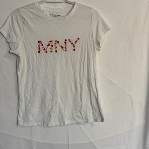 Marc New York White T-Shirt with Floral Accents